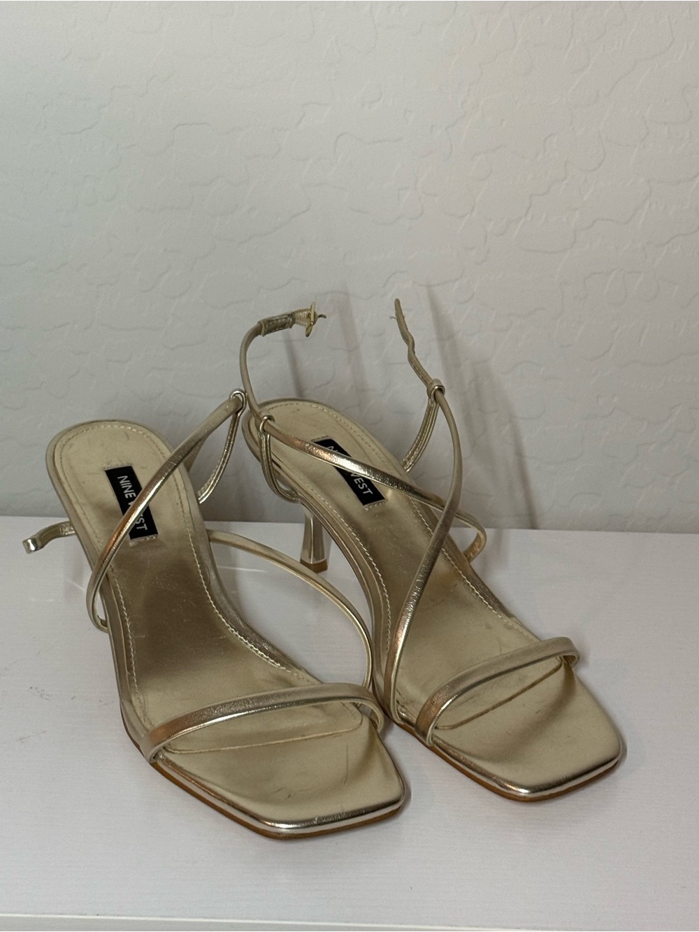 Nine West Metallic Gold Strappy Heeled Sandals